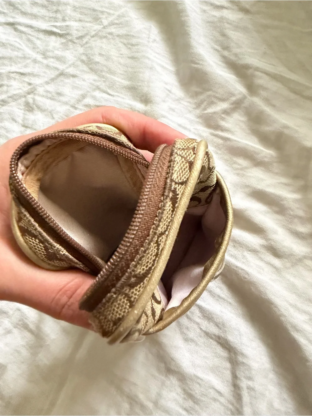 Coach Monogram Canvas Wristlet in Brown and Tan